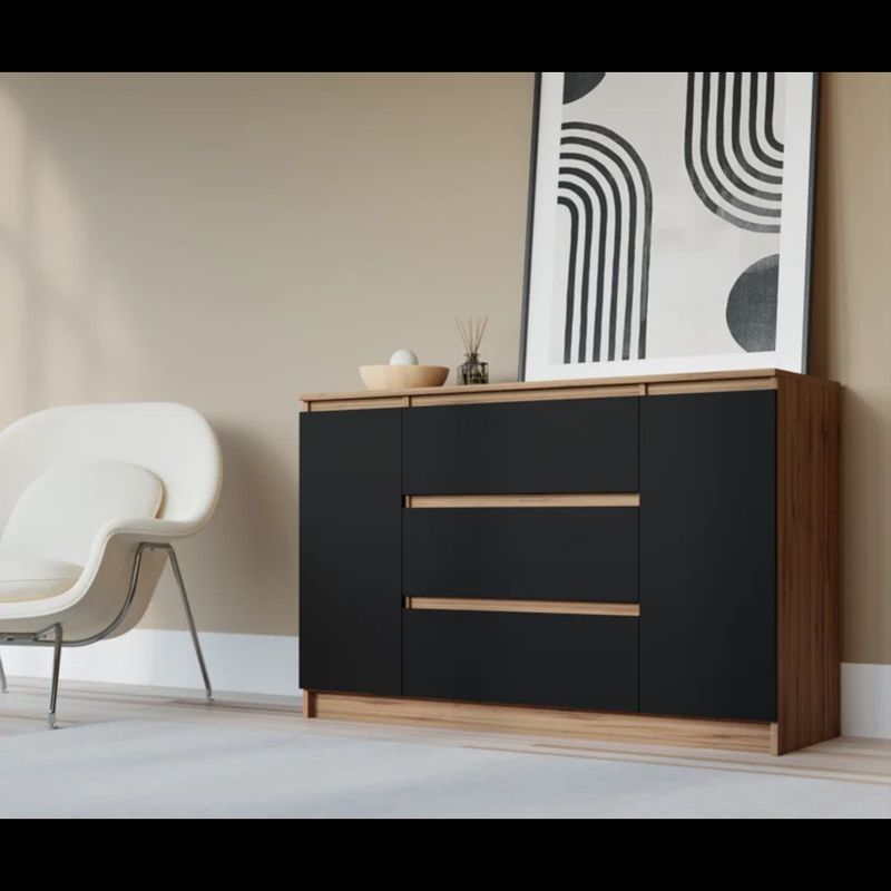 GENERICO - Comoda Moderna Mahiru Marron y Negro R&R MUEBLES