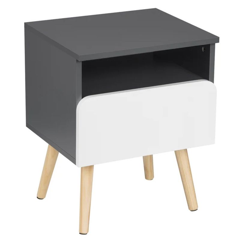 GENERICO - Mesa de Noche Moderna Niko Negro y Blanco R&R MUEBLES