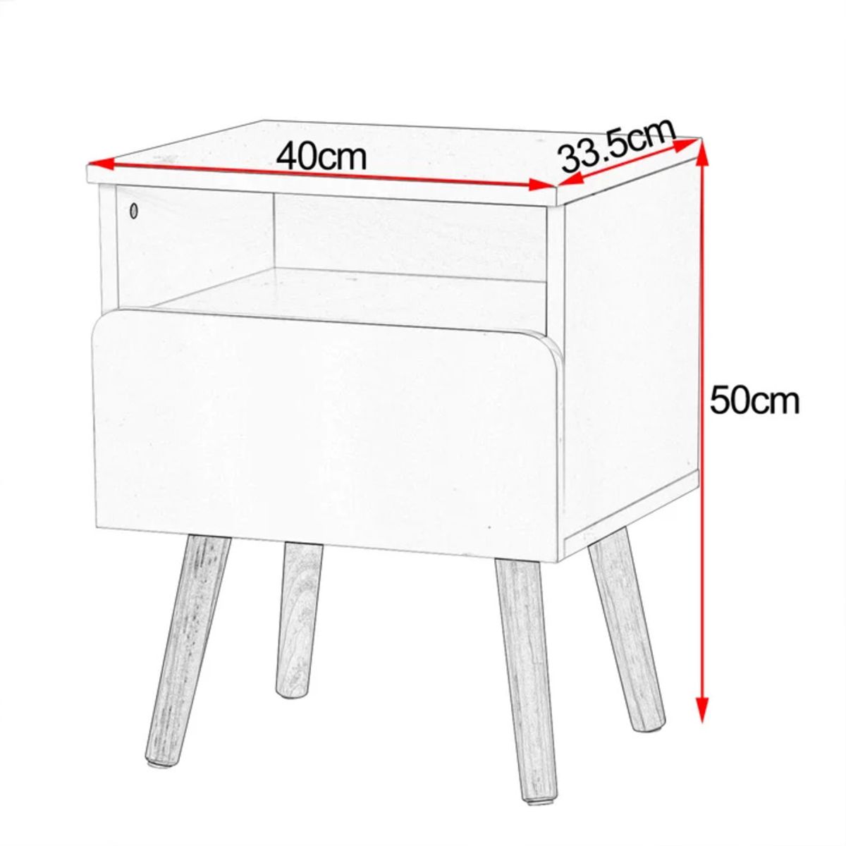 GENERICO - Mesa de Noche Moderna Niko Negro y Blanco R&R MUEBLES