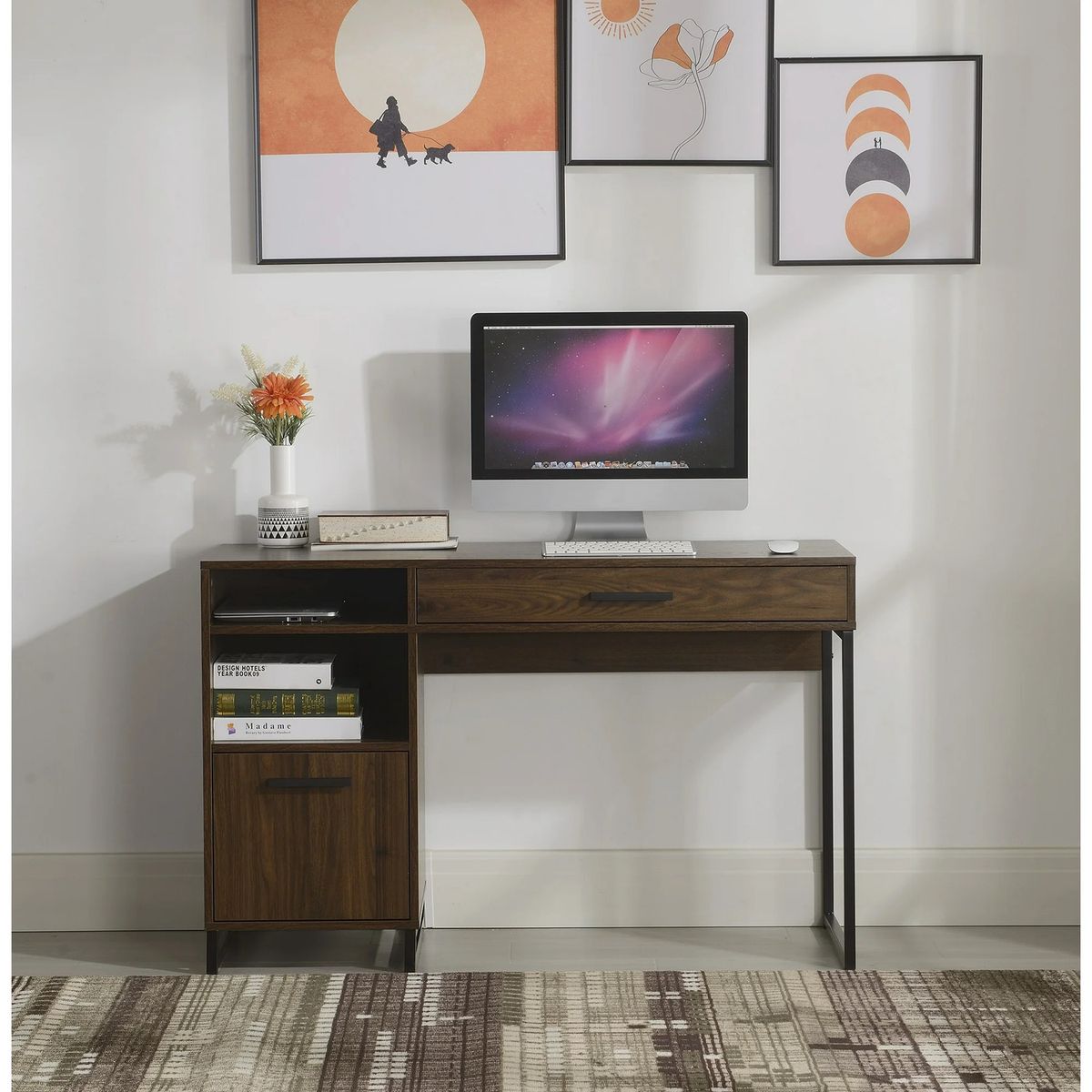 GENERICO - Escritorio Moderno Prado 1 Puerta 1 Cajón Marrón R&R MUEBLES