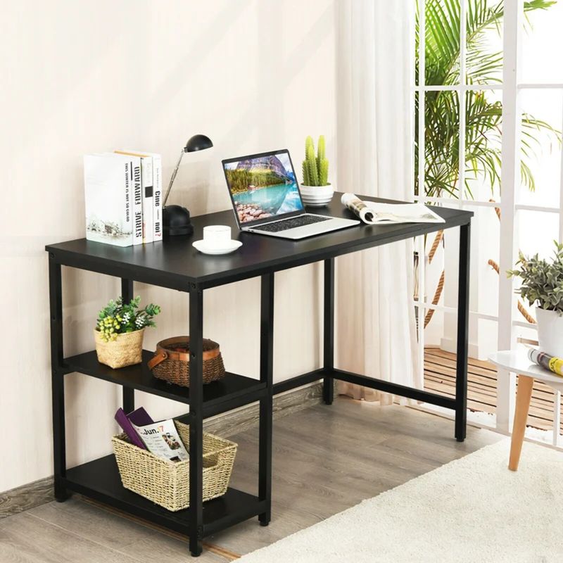 GENERICO - Escritorio Moderno con Estantes Luna Negro R&R MUEBLES
