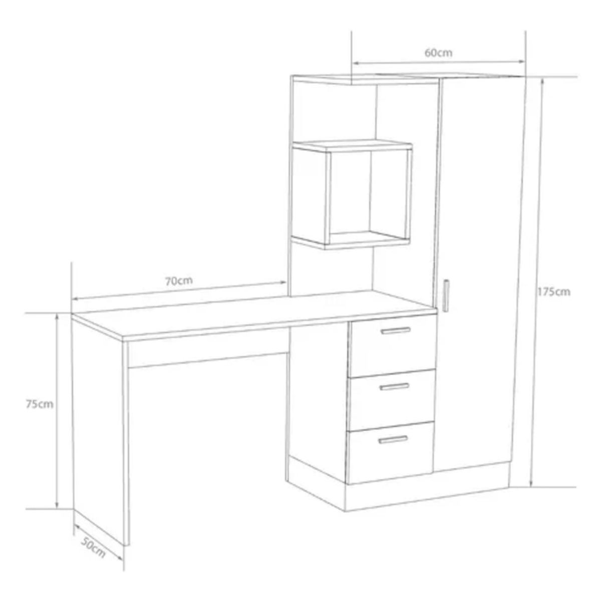 GENERICO - Escritorio con Estantes Yuno Blanco y Duna RR MUEBLES