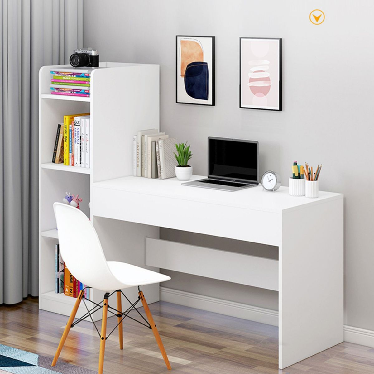 GENERICO - Escritorio con Estantes Moderno Gema 1 Cajón R&R MUEBLES