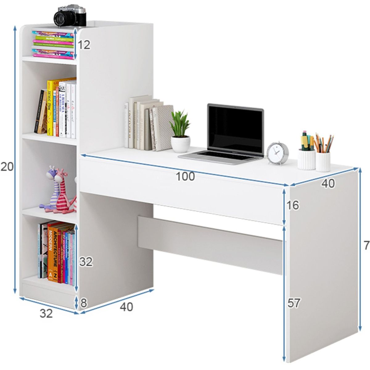 GENERICO - Escritorio con Estantes Moderno Gema 1 Cajón R&R MUEBLES