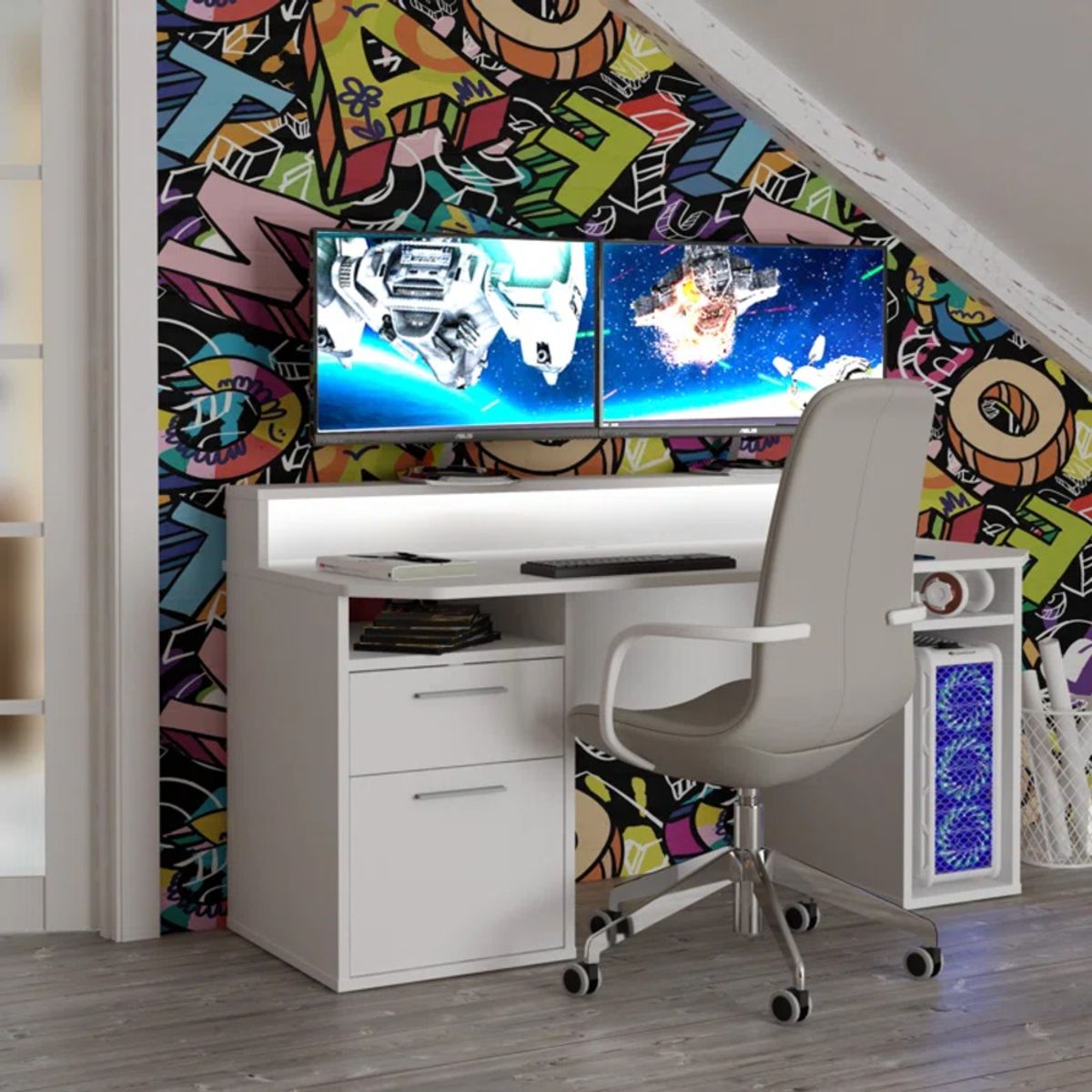GENERICO - Escritorio Gamer Koga Blanco RR MUEBLES