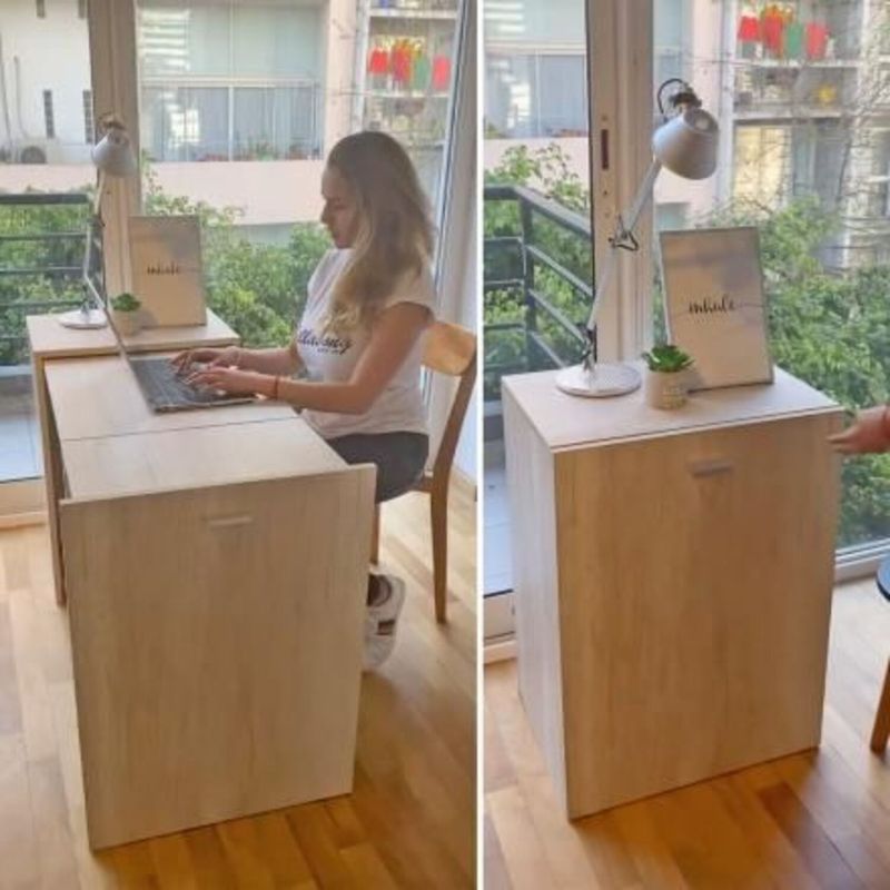 GENERICO - Escritorio Extensible Moderno Alicia Marrón Claro RR MUEBLES
