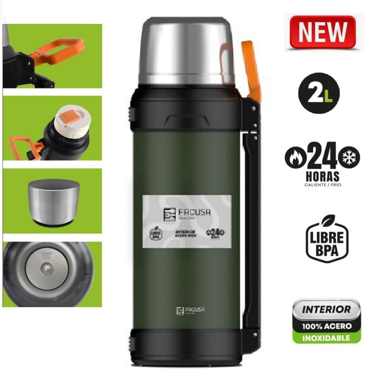 FACUSA - Termo Acero Inoxidable Robus 2 litros Facusa