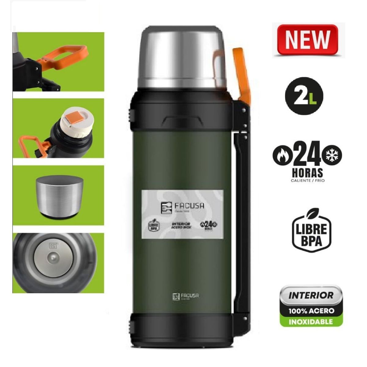 FACUSA - Termo Acero Inoxidable Robus 2 litros Facusa
