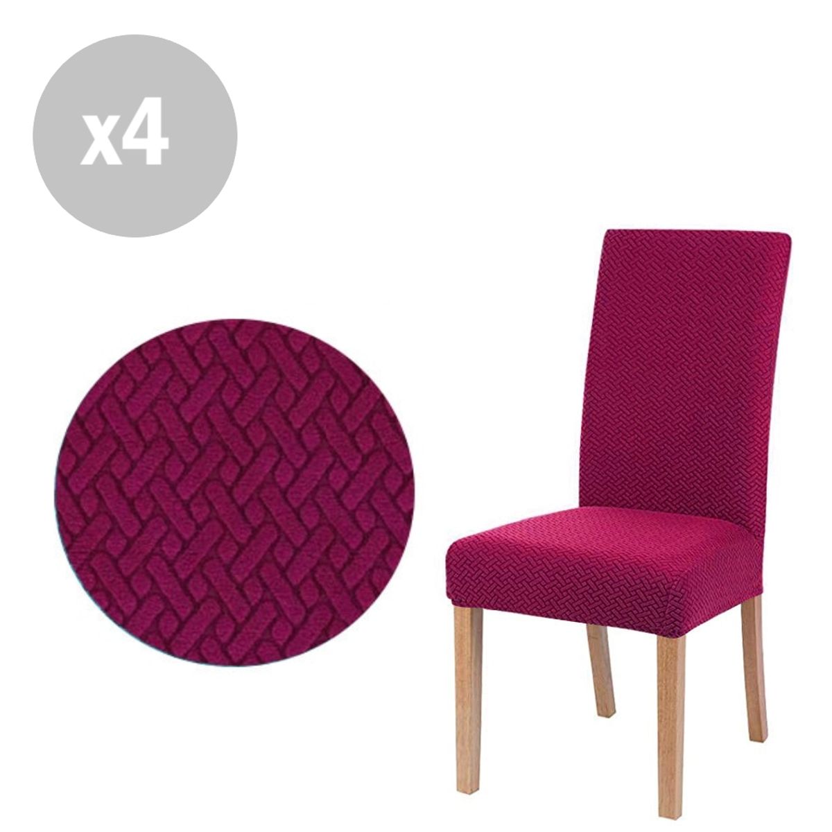 GENERICO - Pack 4 Fundas roja elástica para silla de comedor