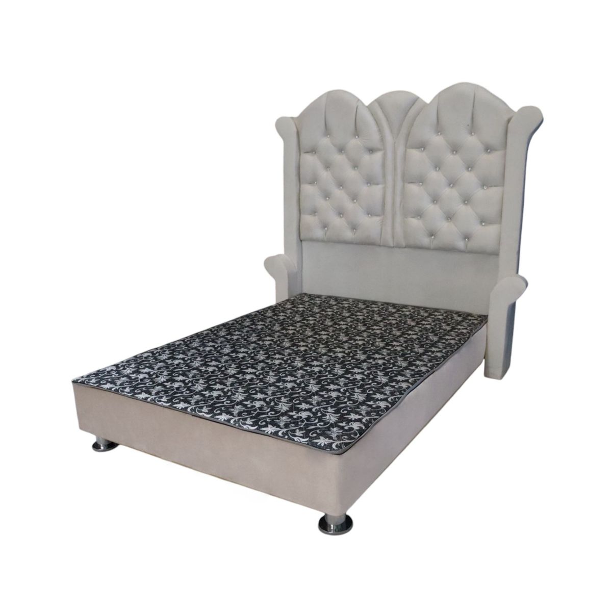 MUEBLES MACRUMO - Cama tapizada Versalles - King - color beige