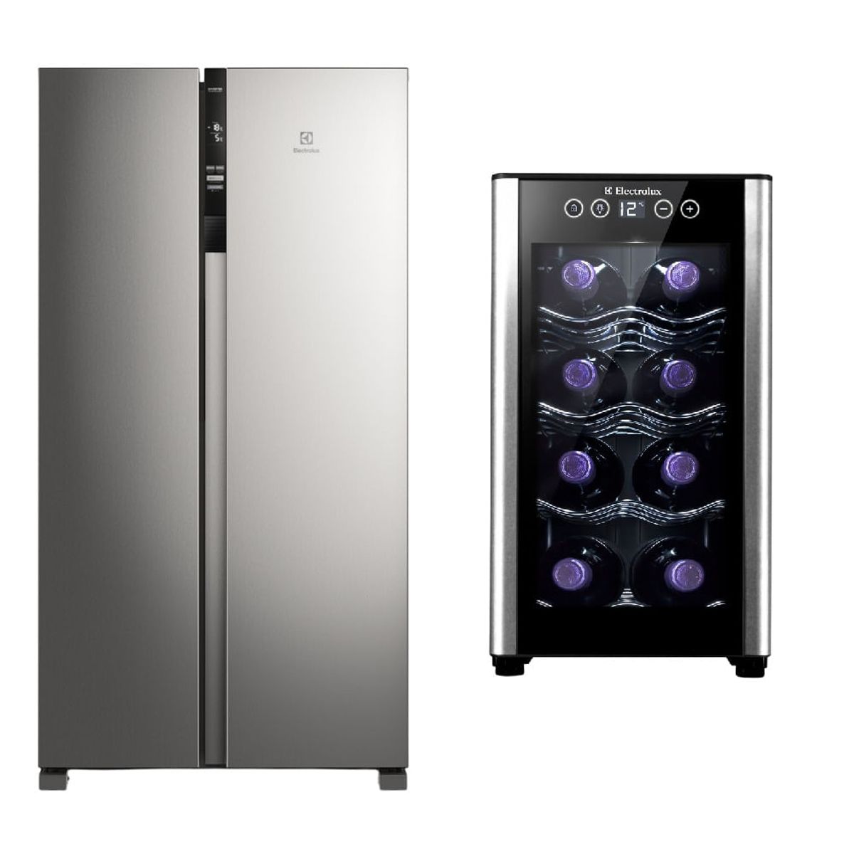 ELECTROLUX - Combo: Refrigeradora Side by Side 517L ERSA53V2HVG + Cava de Vinos 8 Botellas ERW082XAMB Electrolux