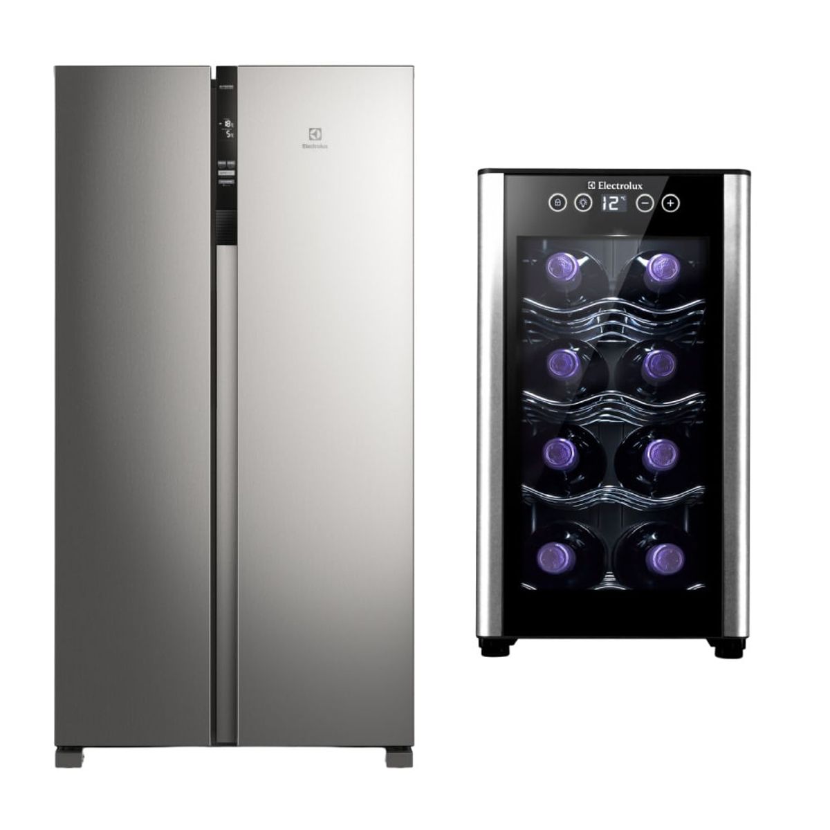 ELECTROLUX - Combo:Refrigeradora Side by Side 436L ERSA44V2HVG+Cava de Vinos 8 Botellas ERW082XAMB Electrolux