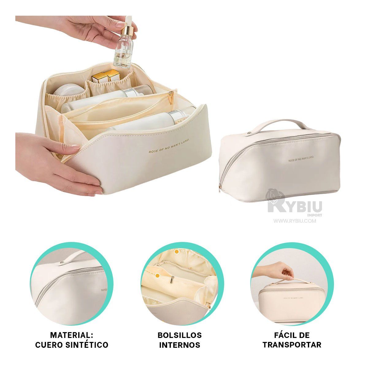 RYBIU IMPORT - Neceser Portatil para Maquillaje Blanco Y+Regalo Agendita