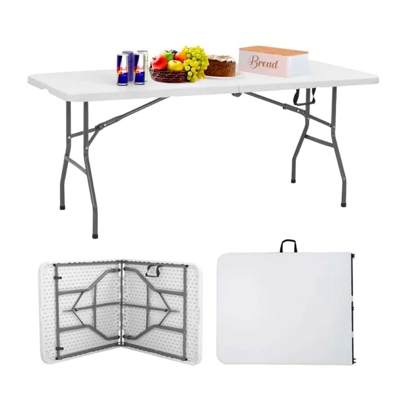 GENERICO - MESA PLEGABLE BLANCO MULTIUSO HOME 180M JARDÍN COMEDOR CASA - MSA-180