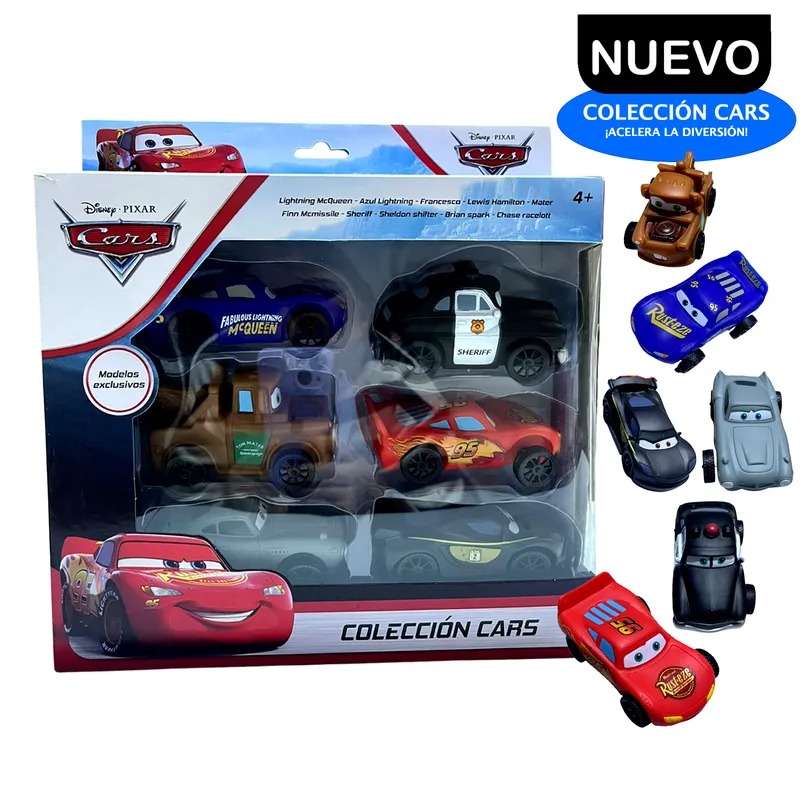 PIXAR - Set de Coches Vehículos  A Fricción Cars 6 Pcs