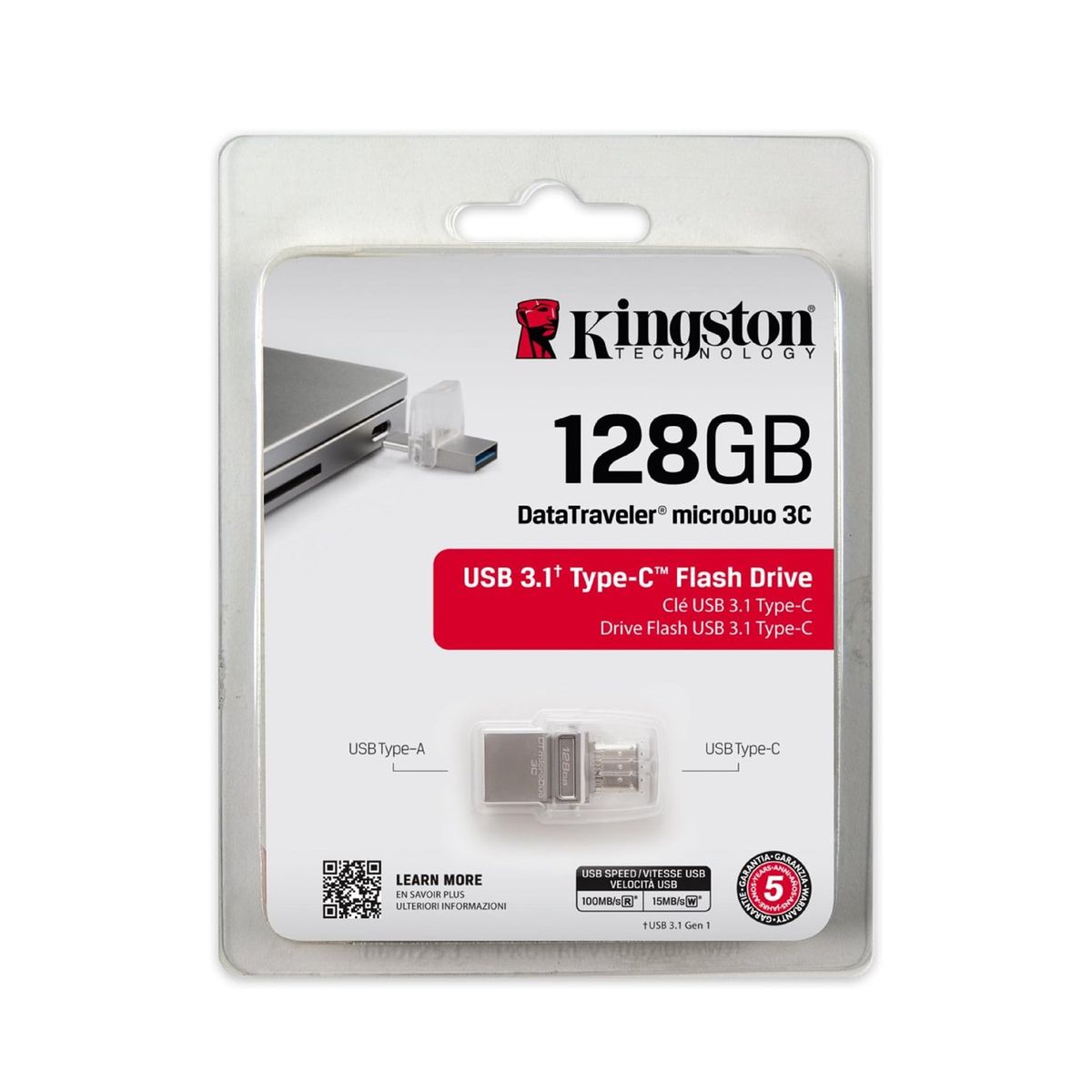 KINGSTON - Memoria Microduo 3C Kingston 128GB OTG Tipo C