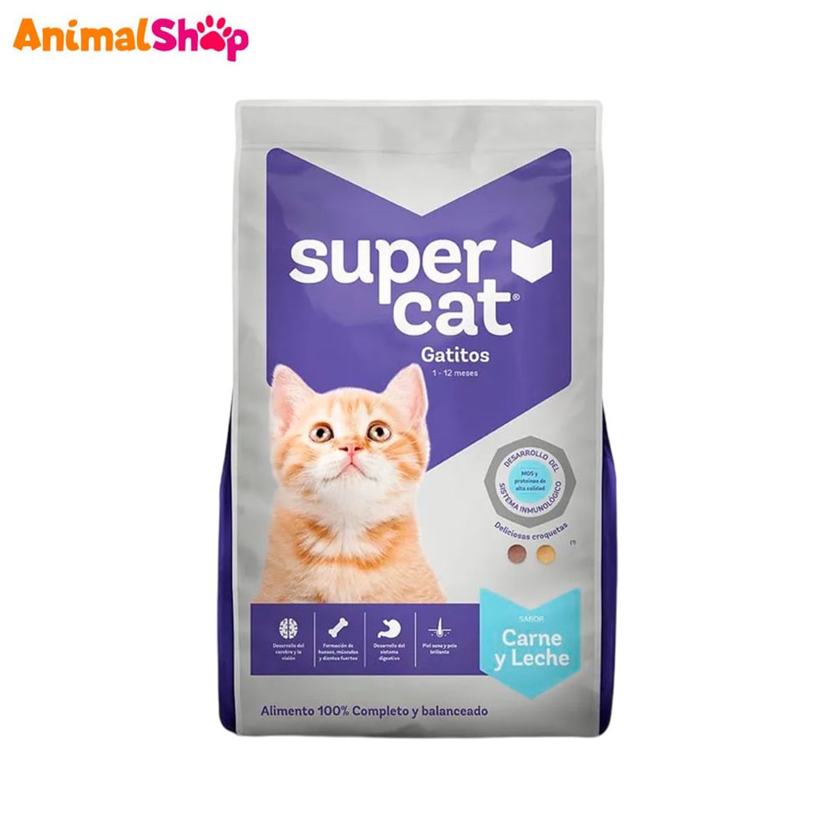 SUPERCAT - Comida Para Gatito Supercat Carne Leche 1Kg