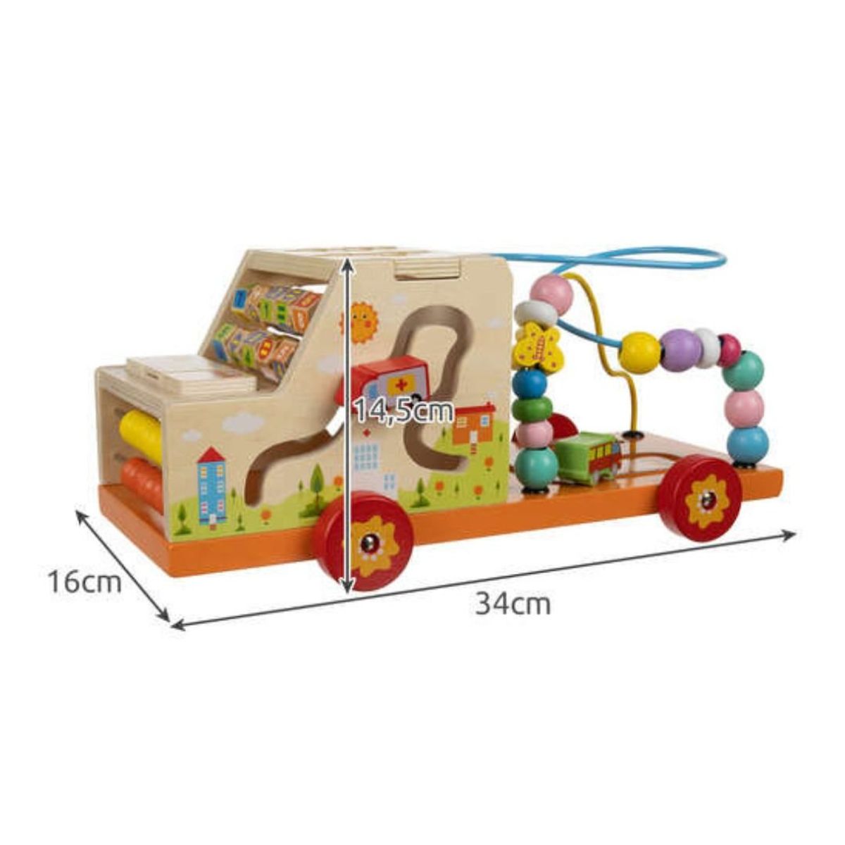 GENERICO - Camión Clasificador Montessori de Madera 7 en 1 - Juguete Educativo para Bebés