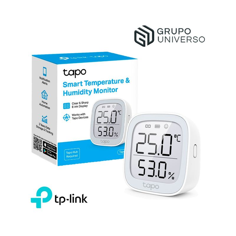 TP LINK - Detector de Temperatura y Humedad Tapo T315 Tp-Link Gran Precision Pantalla 27