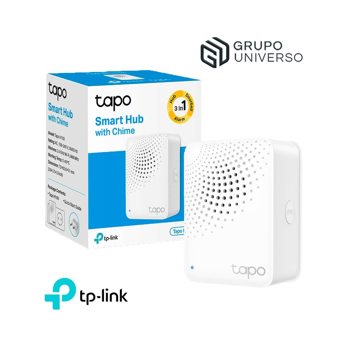 TP LINK - Hub Concentrador Tapo H100 Tp-Link hasta 64 dispositivos IoT Ahorro Energía