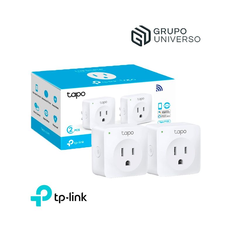 TP LINK - Tomacorriente Wifi Tapo P100 pack 2 Tp-Link Inteligente Control Energético