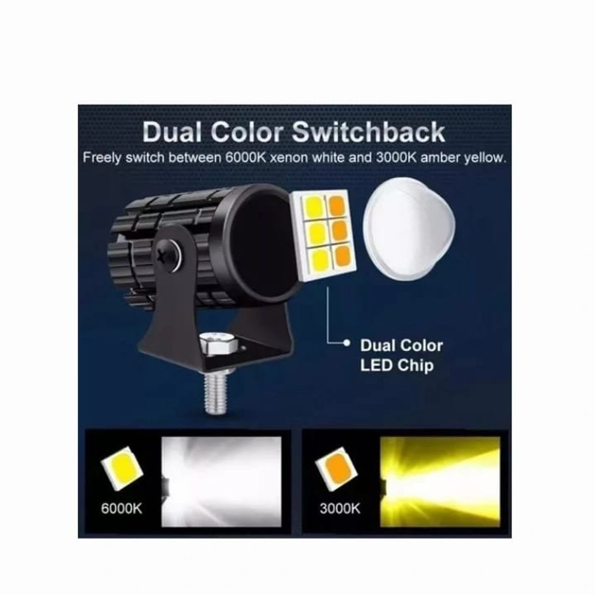 GENERICO - Par de Faros Auxiliares De Lupa dual blanco y amarillo