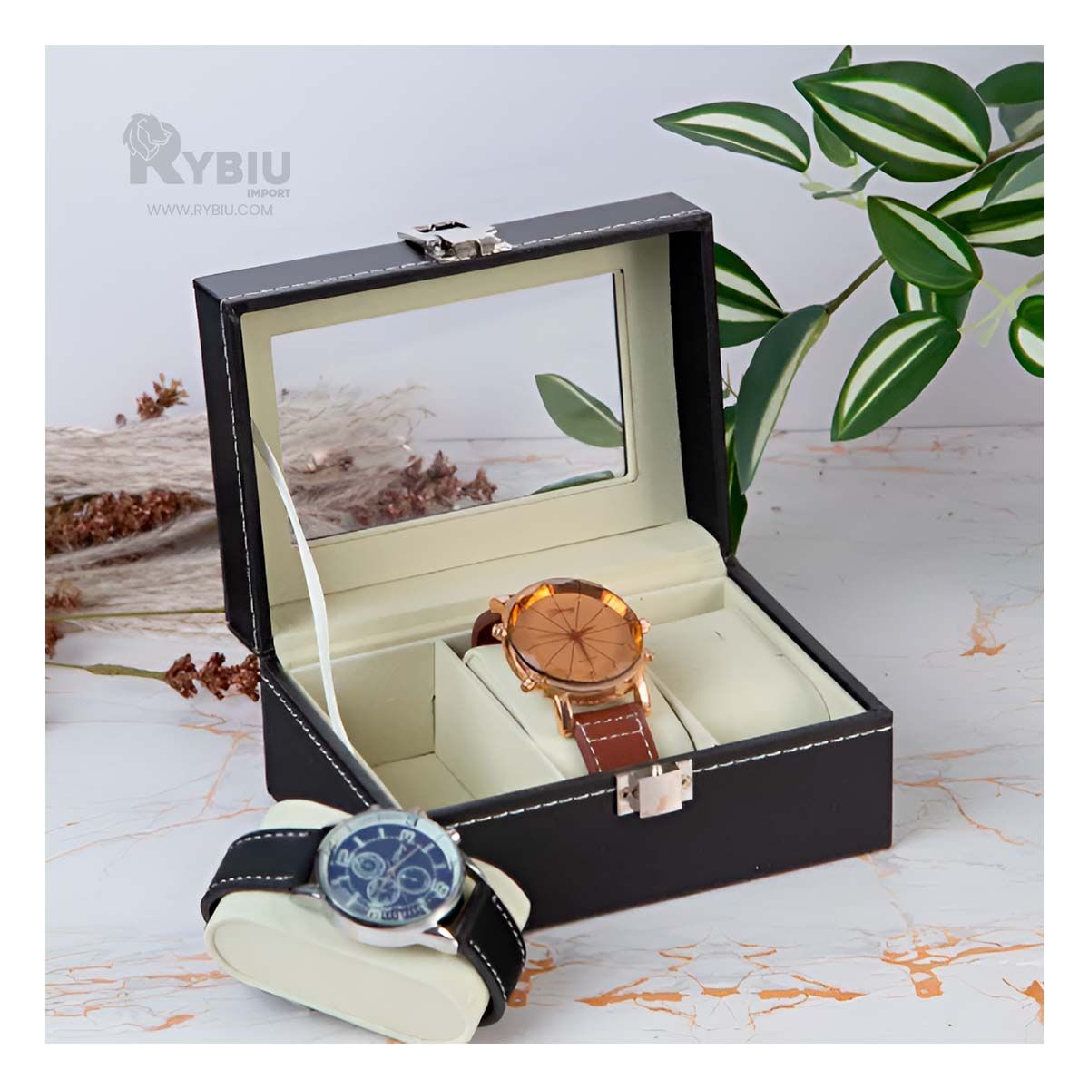 RYBIU IMPORT - Organizador Resistente de Cuero Negro Y+Regalo Stickers