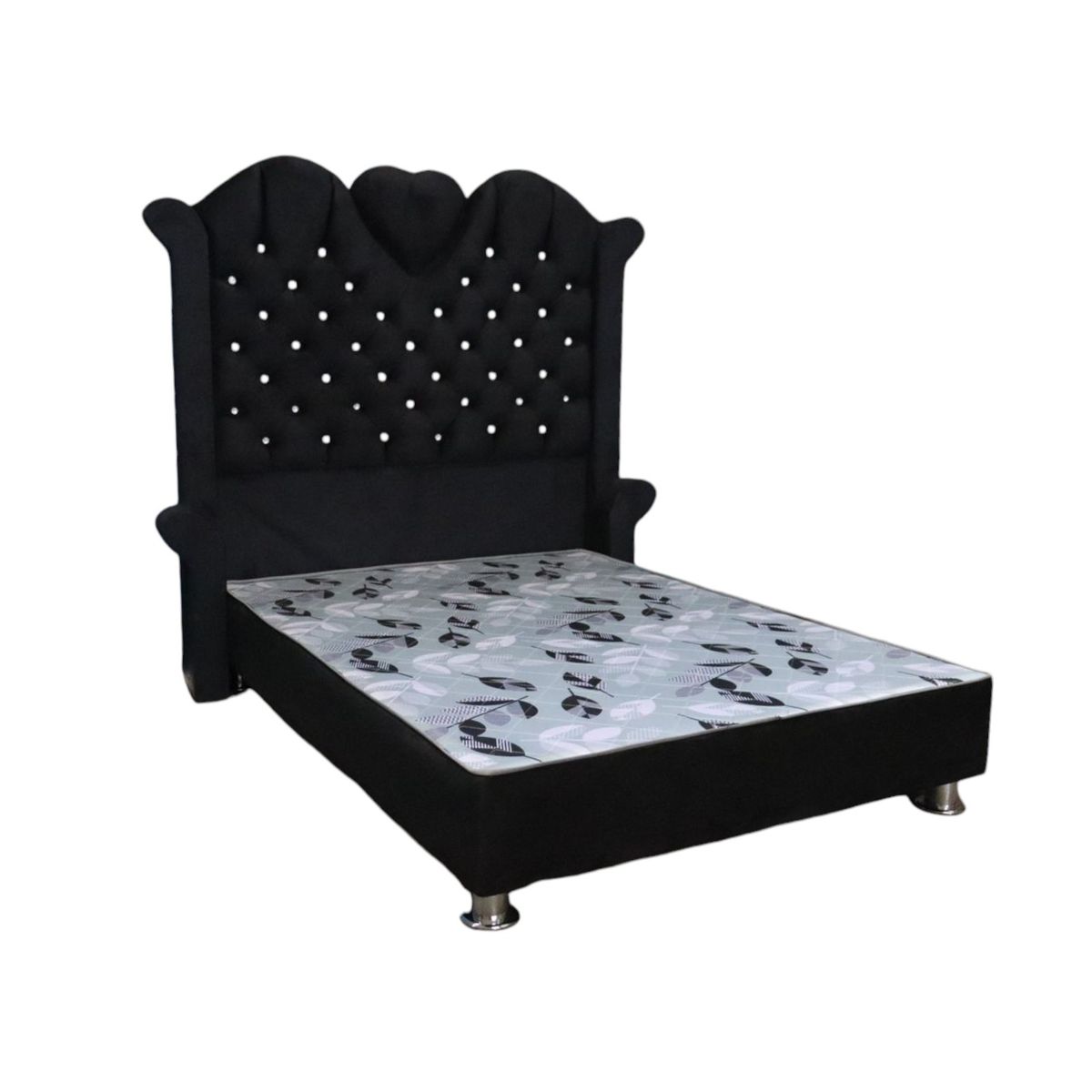 MUEBLES MACRUMO - Cama tapizada Versalles - 2 Plz - color Negro