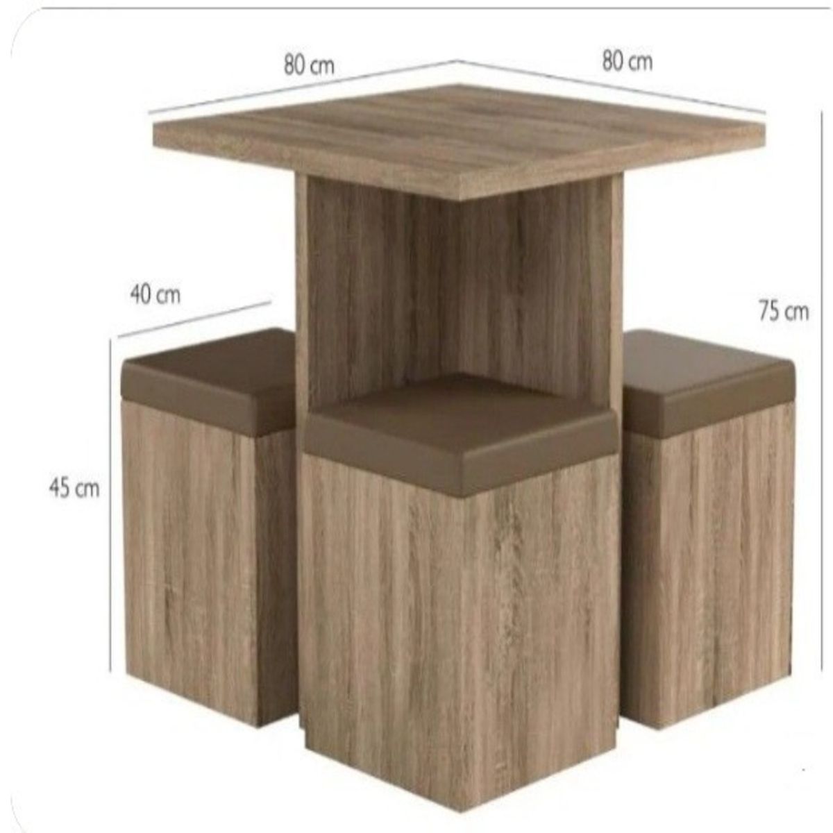 GENERICO - Juego de Comedor con 4 Bancos Moderno Kamille Negro R&R MUEBLES