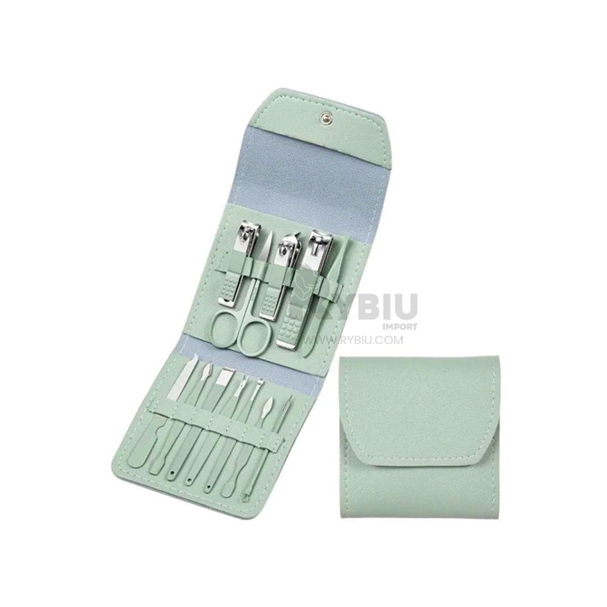 RYBIU IMPORT - Set Portatil de Acero para Pedicure Verde Y+Regalo Agendita