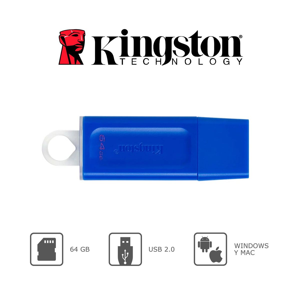 KINGSTON - Memoria USB 3.2 Kingston Exodia 64GB KC-U2G64-7GB Azul