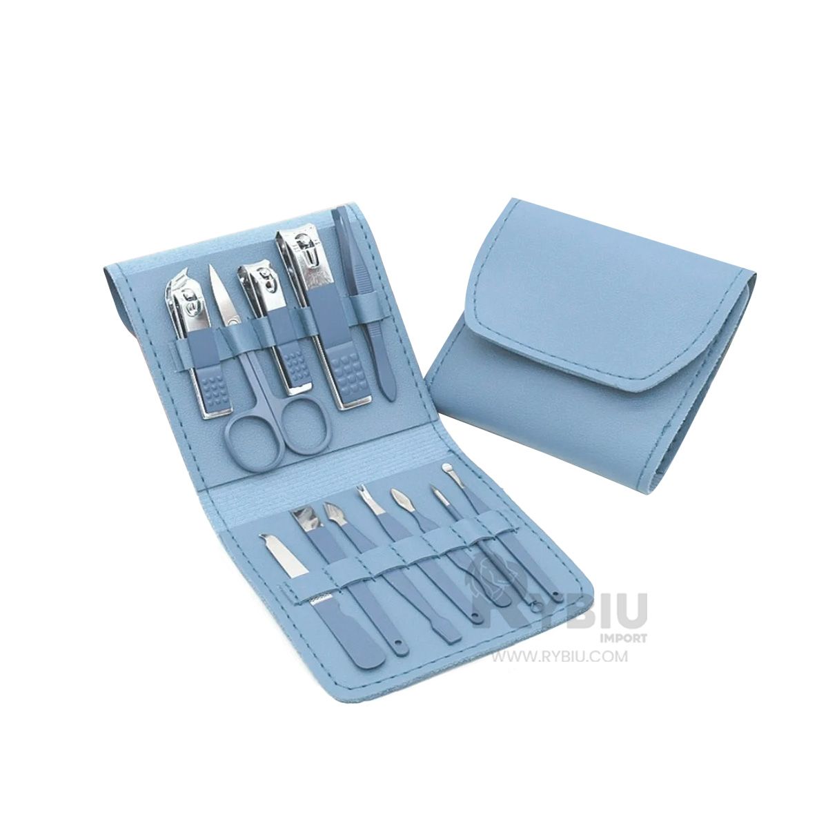 RYBIU IMPORT - Set de Accesorios para Manicure en Celeste Y+Papel de Regalo