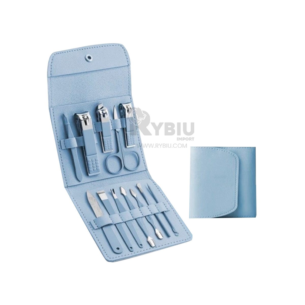 RYBIU IMPORT - Set Portatil Acero para Manicure Celeste Y+Regalo Agendita