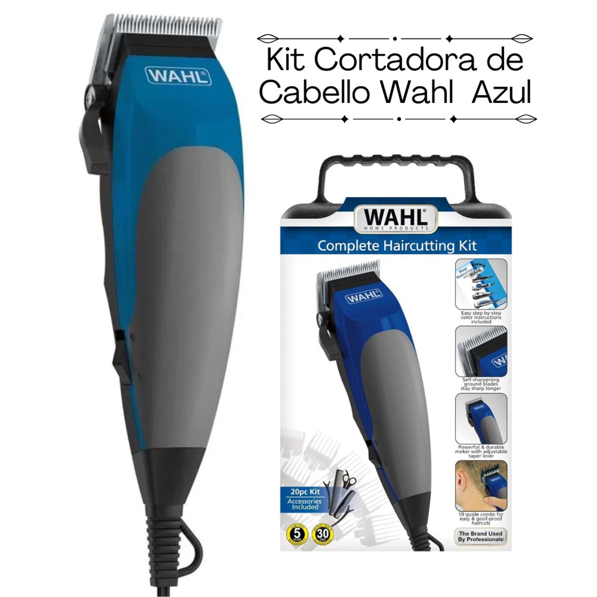 WAHL - Maquina Wahl de cortar cabello 20 piezas - Azul