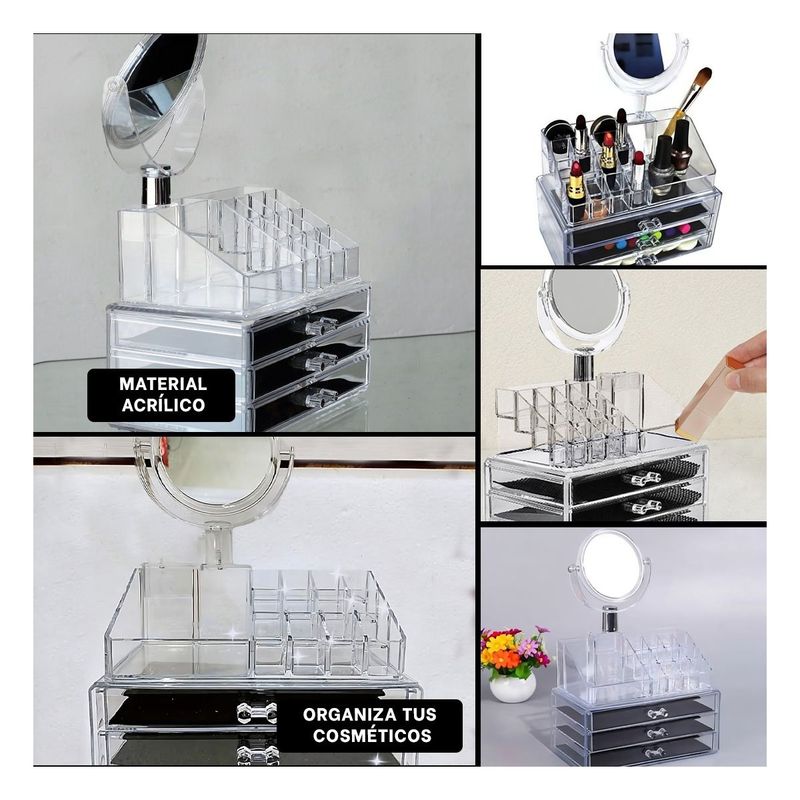 RYBIU IMPORT - Cofre Acrilico de Cosmeticos Transparente Y+Gift MiniAgenda