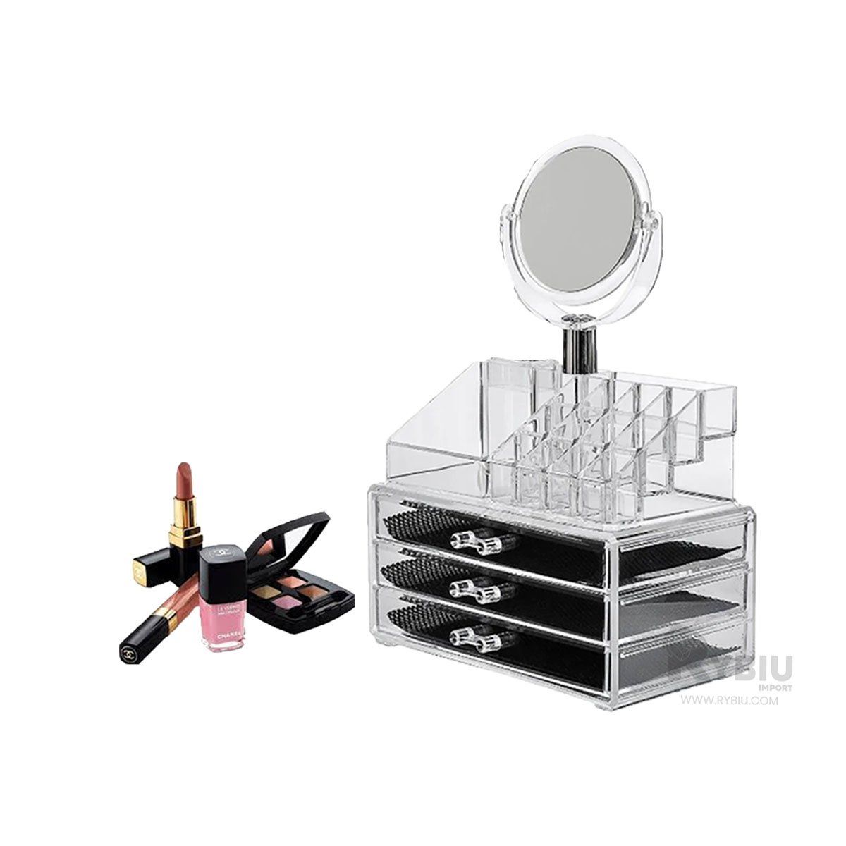 RYBIU IMPORT - Baul para Cosmeticos Transparente Y+Ligas de Regalo