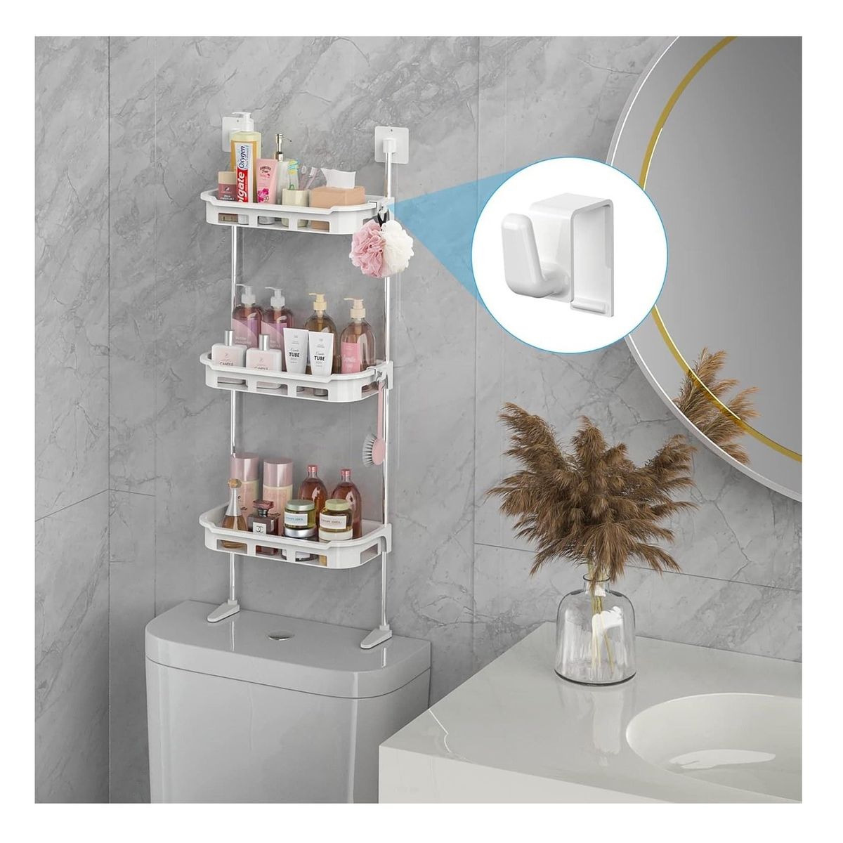 GENERICO - Estante Organizador para Baño de 3 Niveles Blanco