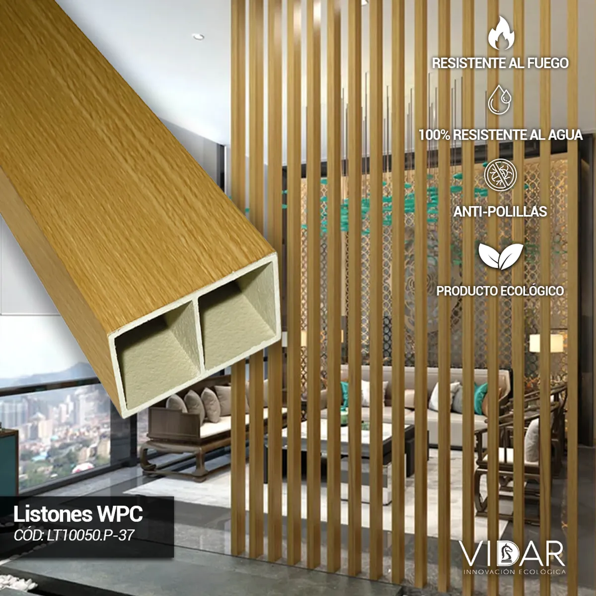 VIDAR - LISTON WPC INTERIOR HONEY MAPLE VENTA POR UNIDAD