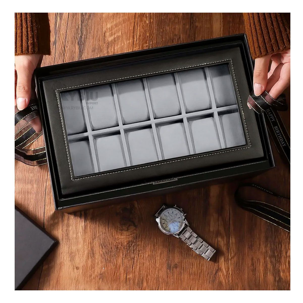 RYBIU IMPORT - Organizador de 2 Niveles para Relojes y Pulseras Negro