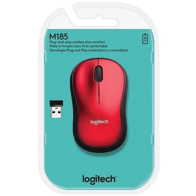 LOGITECH - MOUSE LOGITECH M185 910-003635 RED WIRELESS
