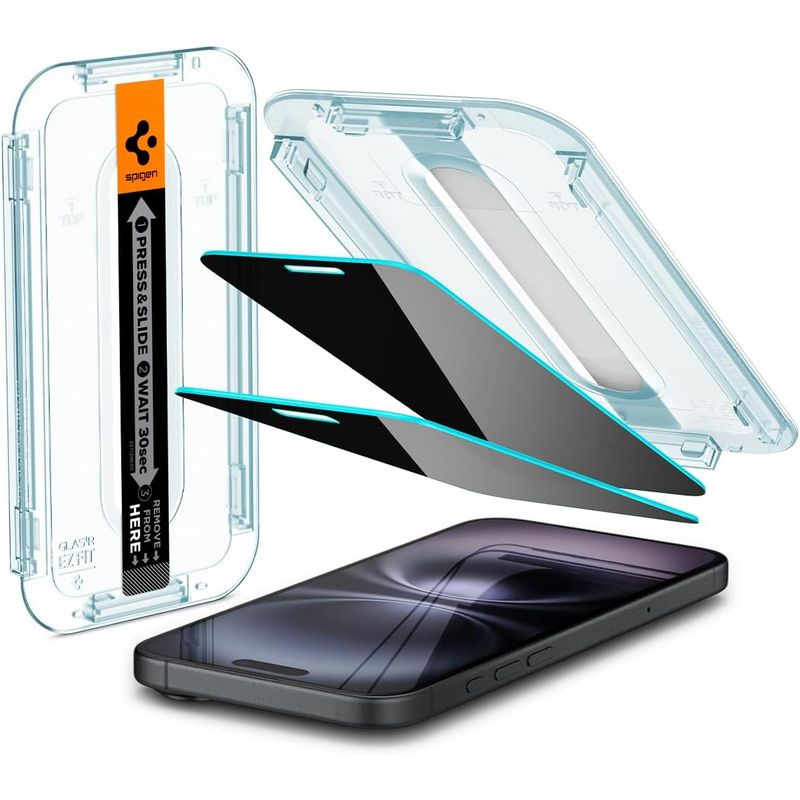 SPIGEN - Protector de Pantalla Spigen Glas Antiespia para iPhone 15 Pro Max
