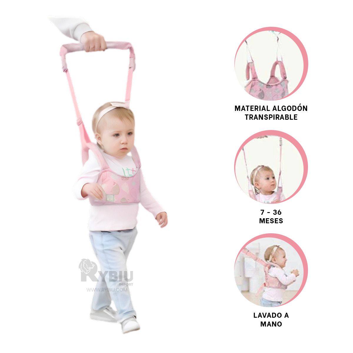 RYBIU IMPORT - Caminador Portatil y Versatil en Tono Rosado Y+Gift Stickers