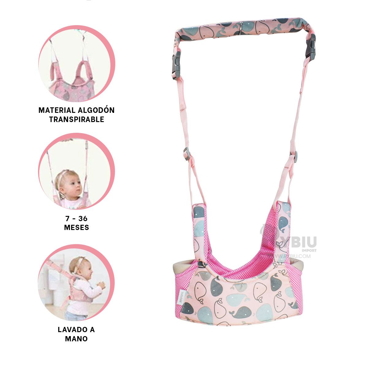 RYBIU IMPORT - Andador Util para Bebe en Rosado Y+Regalo Ligas para Peinar