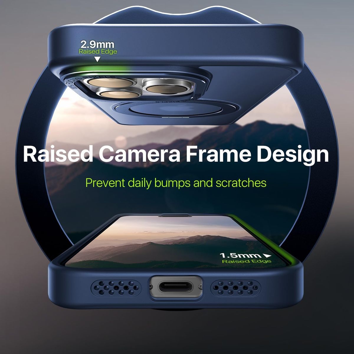 GENERICO - Case iPhone 16 Pro con soporte giratorio 360°MagSafe- Azul