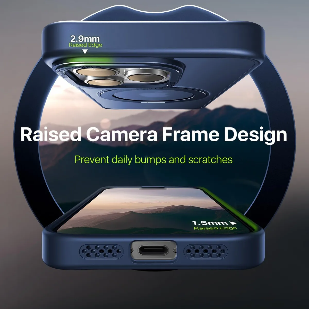 GENERICO - Case iPhone 16 Pro Max con soporte giratorio 360°MagSafe- Azul