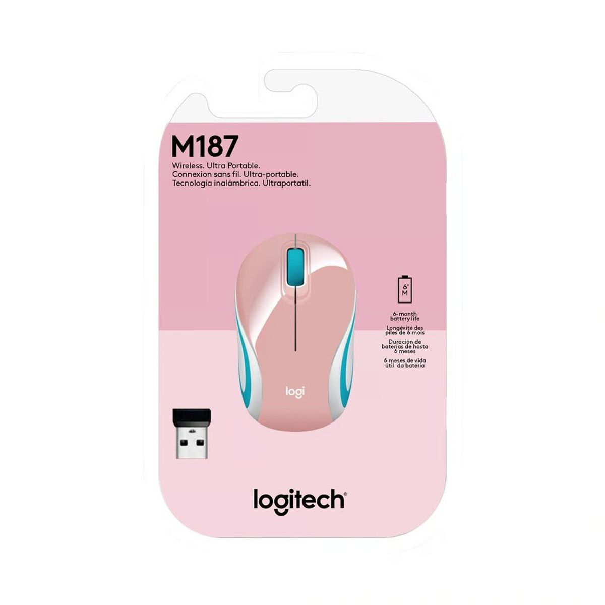 LOGITECH - MOUSE LOGITECH M187 910-005364 WIRELESS ROSADO
