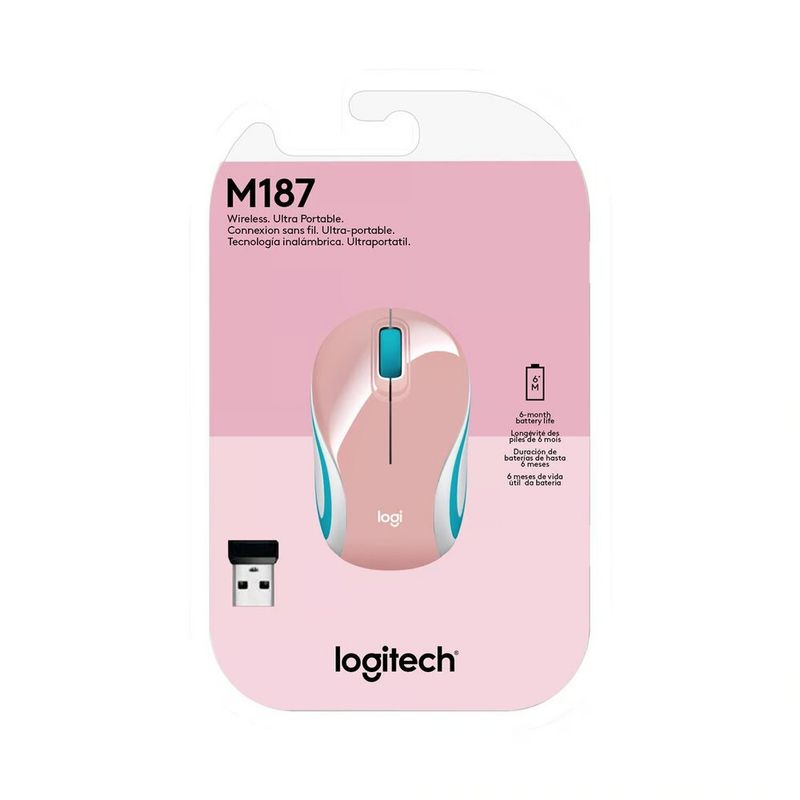 LOGITECH - MOUSE LOGITECH M187 910-005364 WIRELESS ROSADO