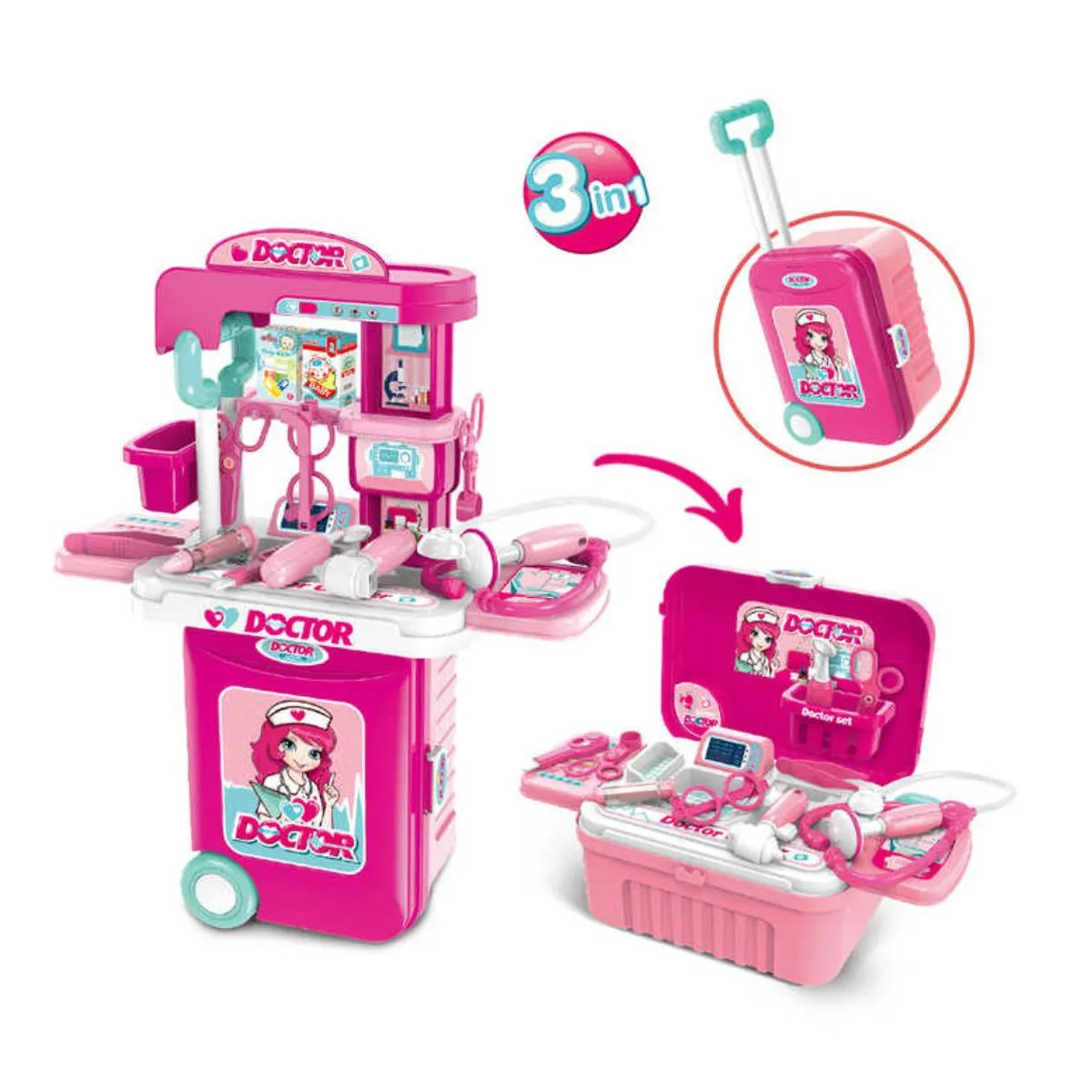 GENERICO - Juguete Maleta De Doctora Para Niñas 3 En 1 con Accesorios