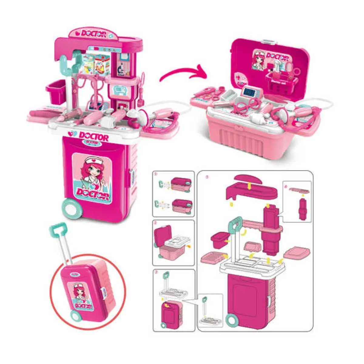 GENERICO - Juguete Maleta De Doctora Para Niñas 3 En 1 con Accesorios