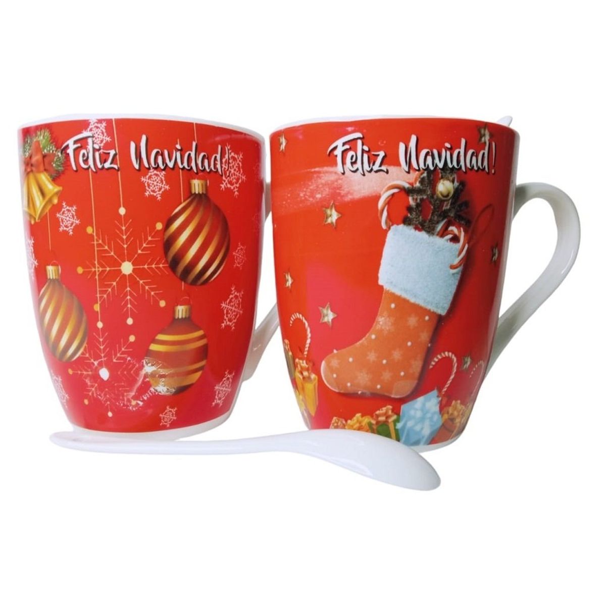 GENERICO - Taza con cucharita en cajita navideñas 300ml sublimadas